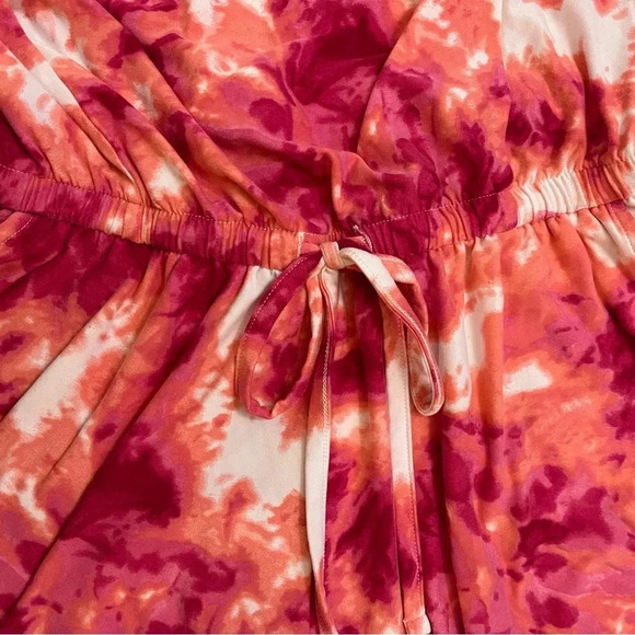 Just Be Tie Dye Romper Shorts Loungewear Pajamas Stretchy Soft Pink White Medium - Picture 10 of 10